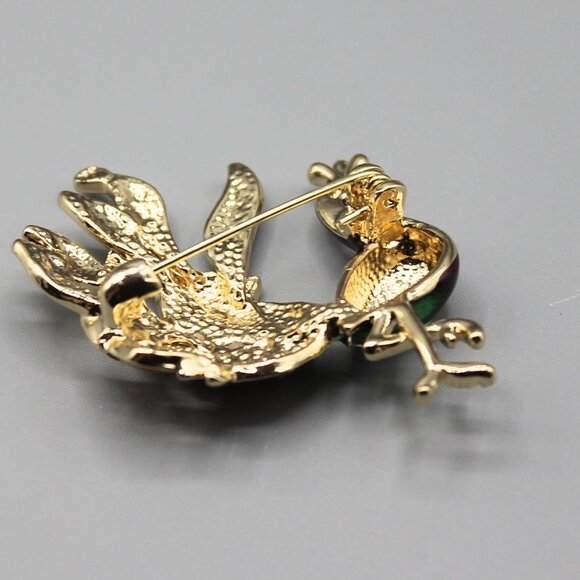 Peacock jewelry pin brooch elegant colorful yellow gold tone brand new beautiful - Picture 12 of 12